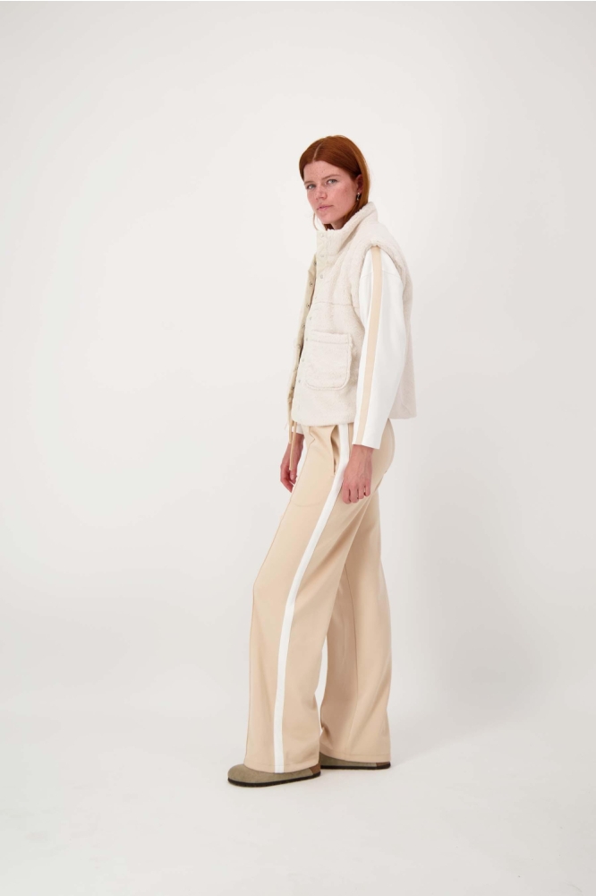 JERSEY TOP MET BIES 0304-200 7247 BEIGE/OFF WHITE